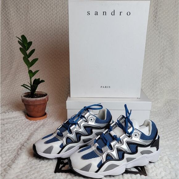 NIB Sandro Atomic Sneakers in Blue, Sz 40 / US 7M / 9W - Picture 1 of 13